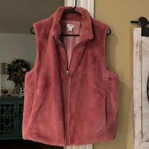J Crew rose pink ladies fuzzy vest-Size L